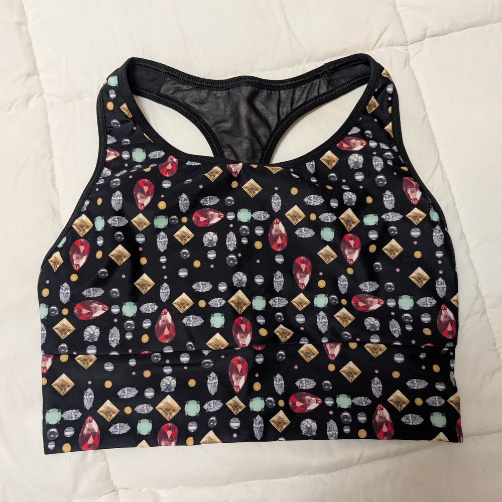 Colorful Gem Print Sports Bra